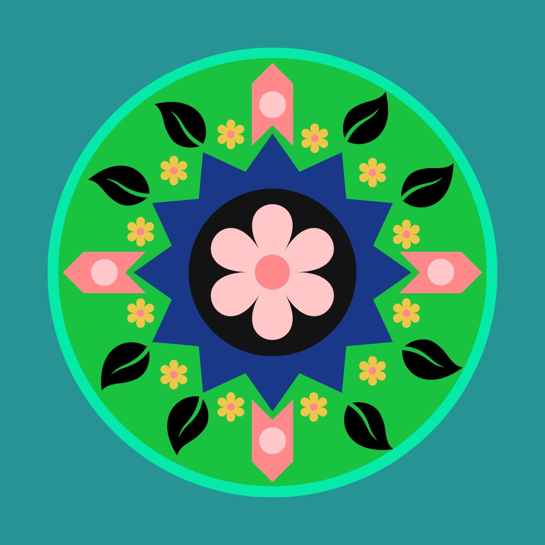 Pink geo floral green
